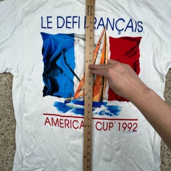 Vintage Le Defi Francais Shirt Mens Large XL White Americas Cup 1992 T Shirt - Picture 6 of 9